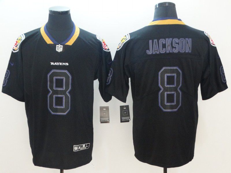 Men Baltimore Ravens 8 Jackson Nike Lights Out Black Color Rush Limited NFL Jerseys
